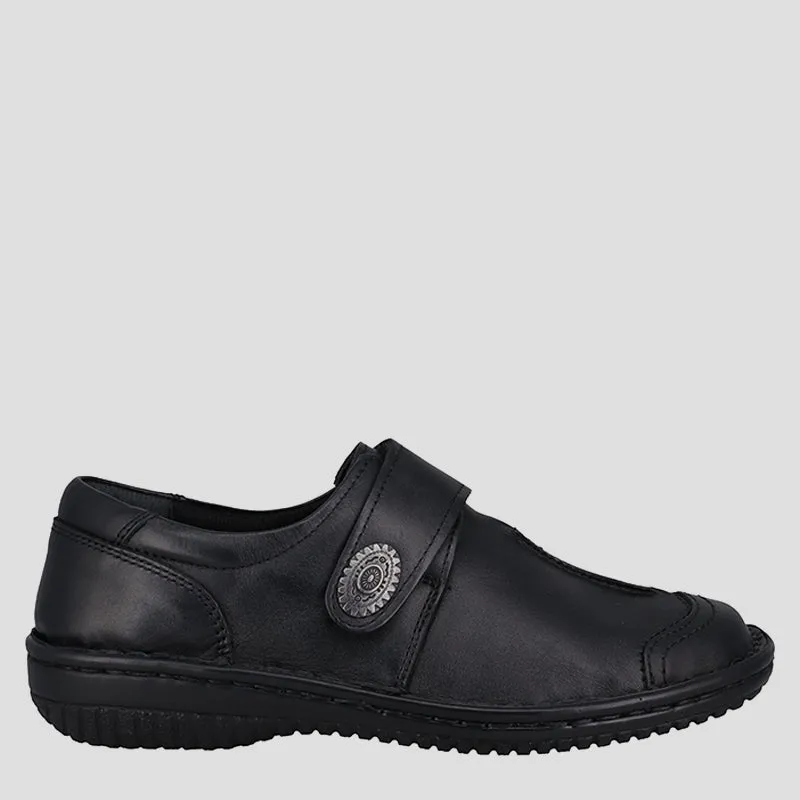 5072 - BLACK LEATHER FLATS