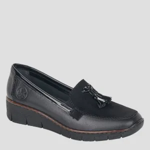53771 - BLACK LEATHER FLATS
