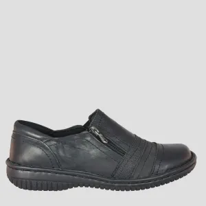 5849 - BLACK CRINKLE LEATHER FLATS