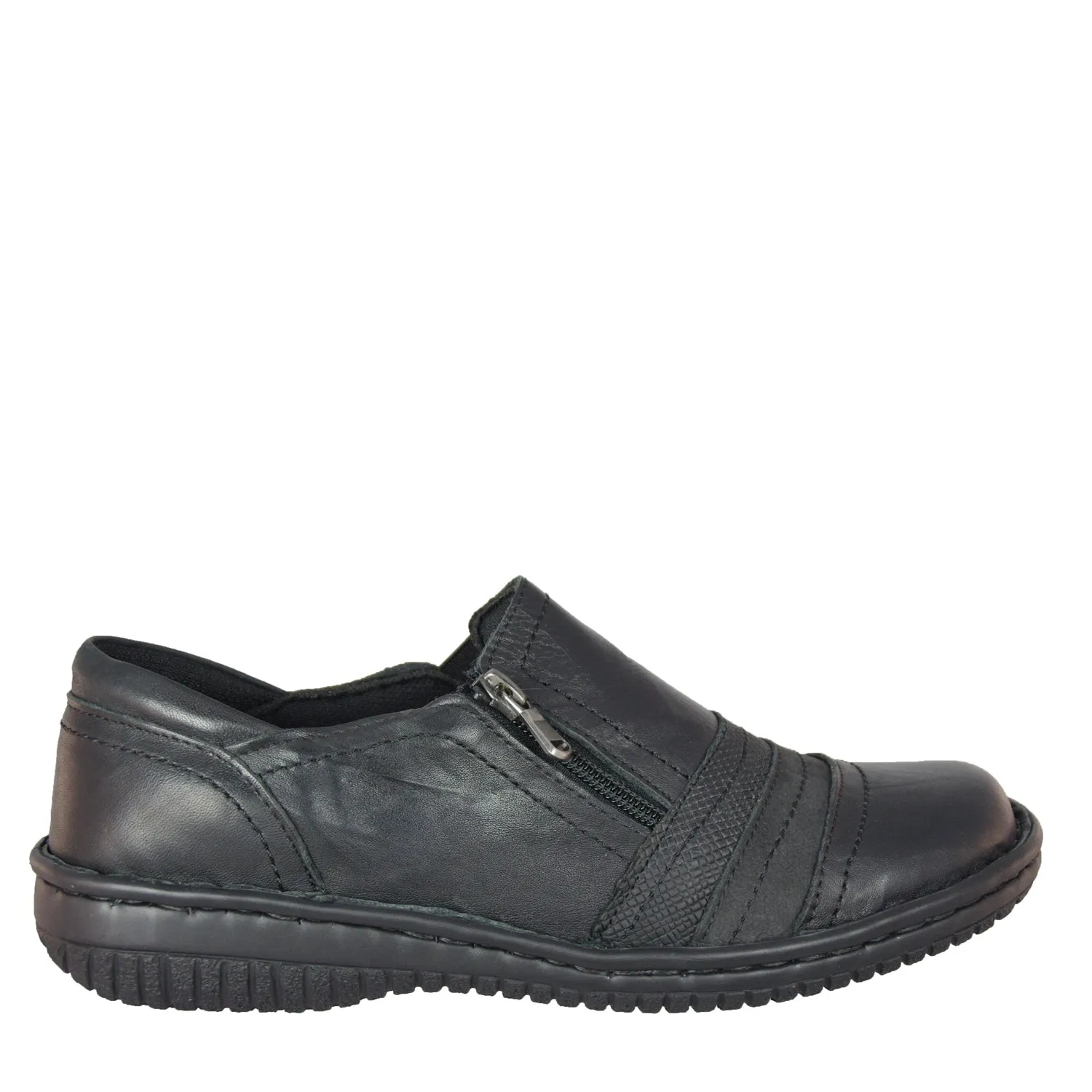 5849 - BLACK CRINKLE LEATHER FLATS