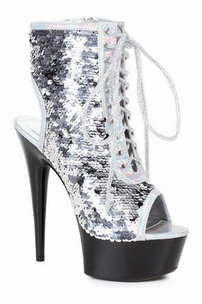 609-TINSLEY Stripper Bootie | Silver Sequins