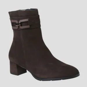 8-304852 - DARK BROWN SUEDE ANKLE BOOTS