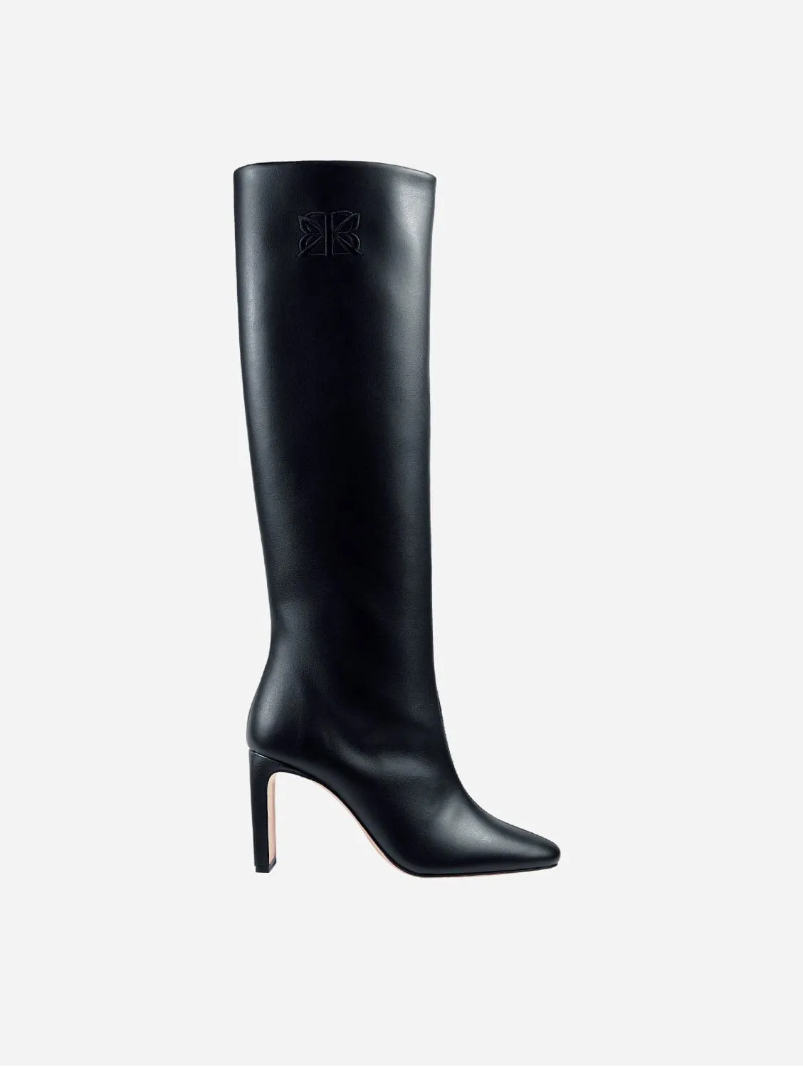 8.30am Cactus Leather Vegan High Knee Heeled Boots | Black