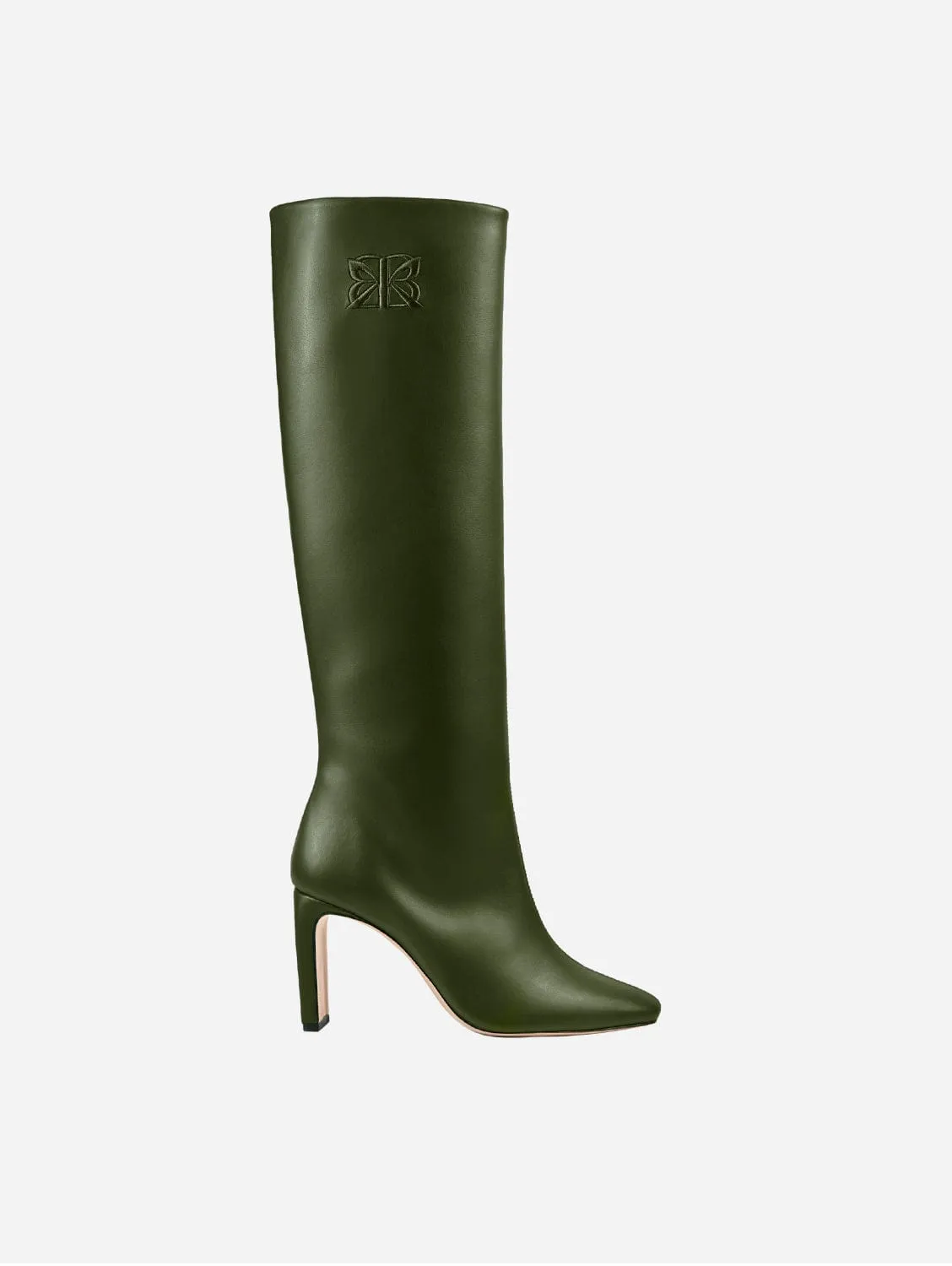 8.30am Cactus Leather Vegan High Knee Heeled Boots | Dark Green