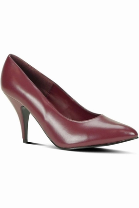 8902-Wide Classic Pump | Wine Faux Leather