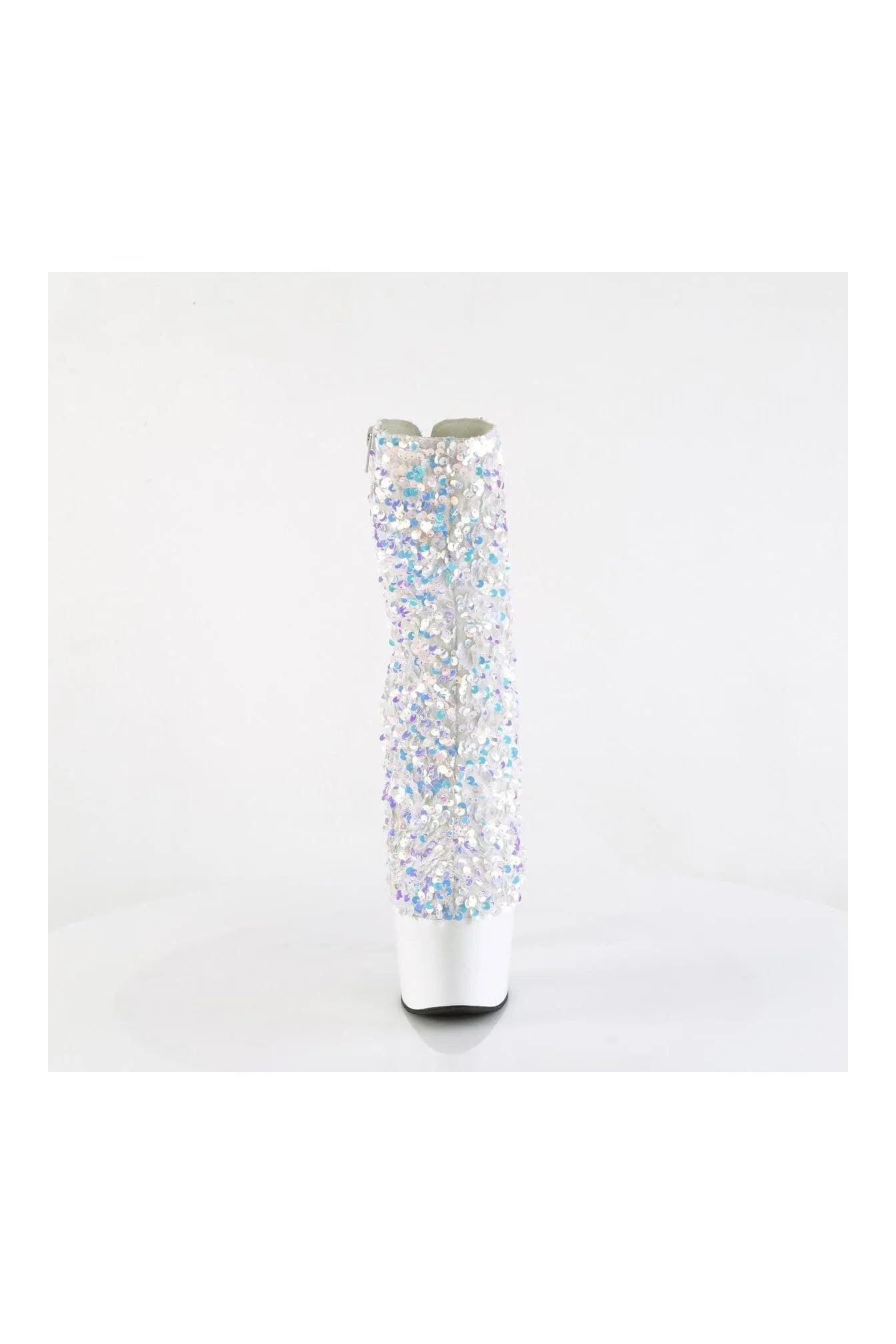 ADORE-1042SQ White Sequins Ankle Boot