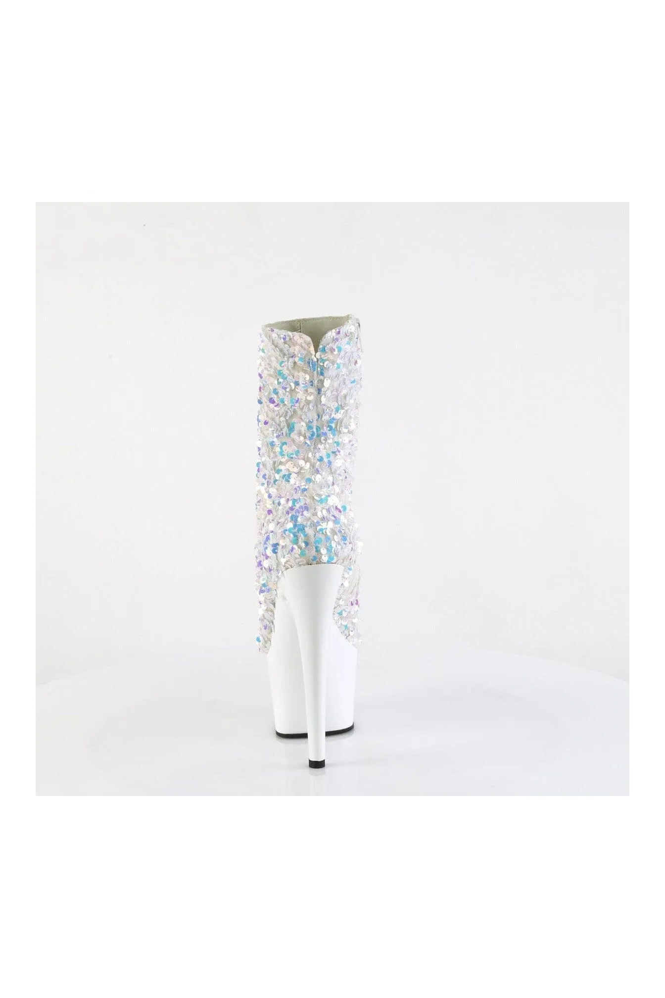 ADORE-1042SQ White Sequins Ankle Boot