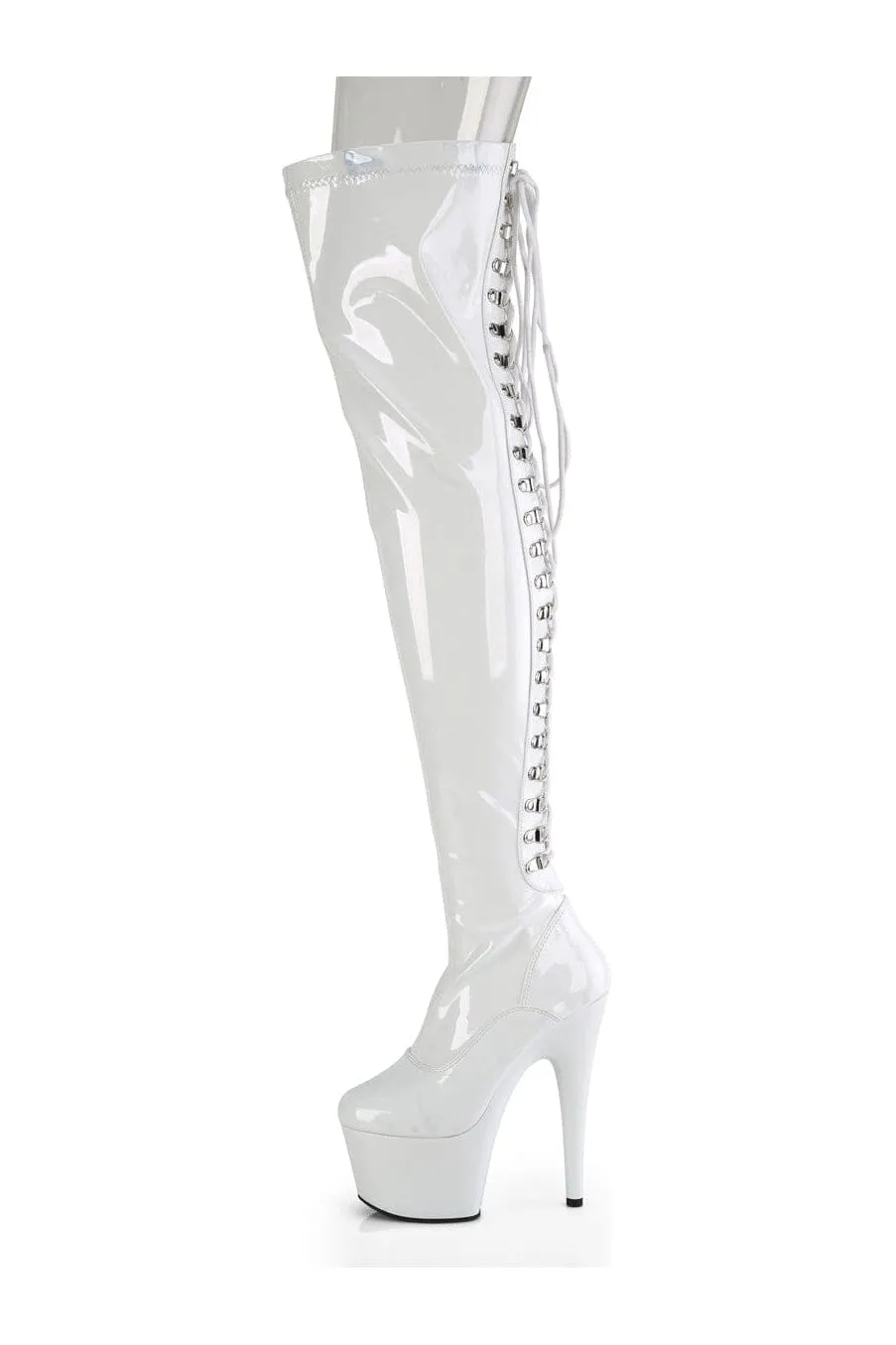 ADORE-3063 White Patent Thigh Boot