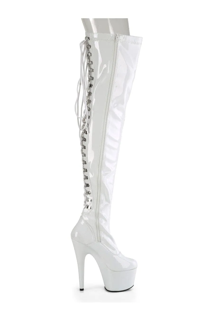 ADORE-3063 White Patent Thigh Boot