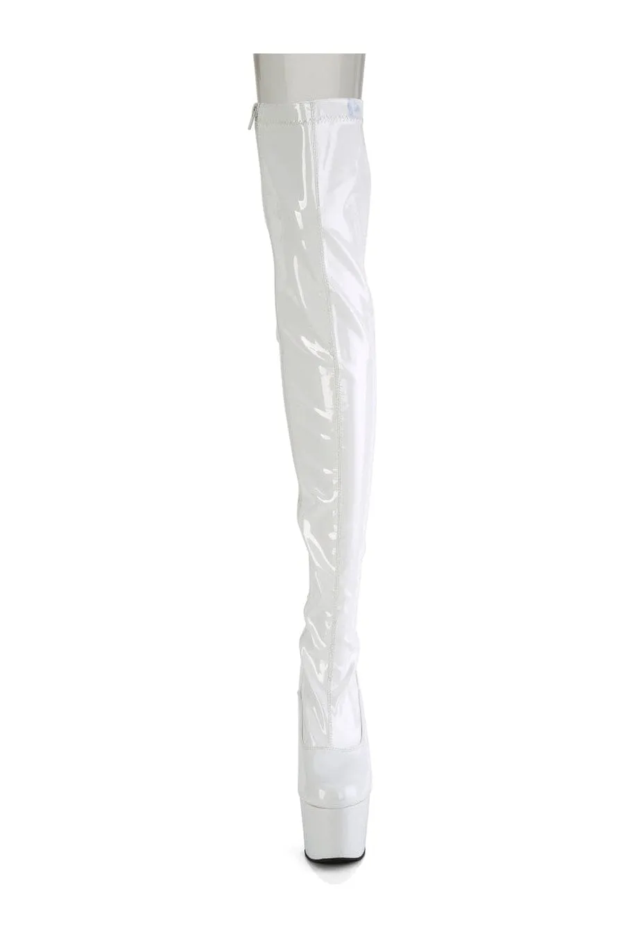 ADORE-3063 White Patent Thigh Boot