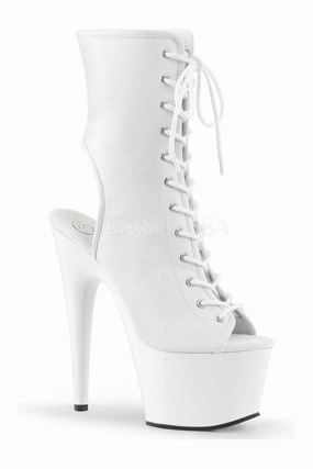 ADORE-1016 Platform Boot  | White Faux Leather