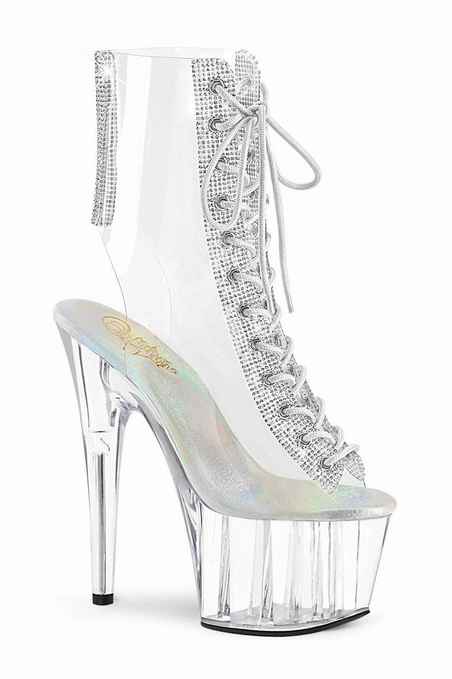 ADORE-1016C-2 Exotic Ankle Boot | Clear Vinyl