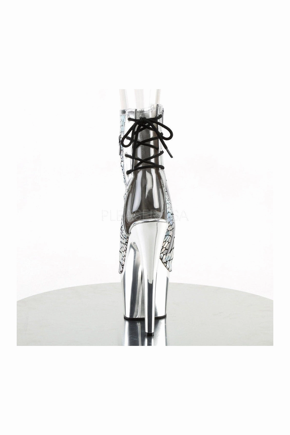 ADORE-1018HG Platform Boot  | Silver Faux Leather
