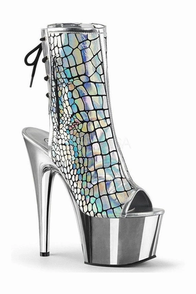 ADORE-1018HG Platform Boot  | Silver Faux Leather