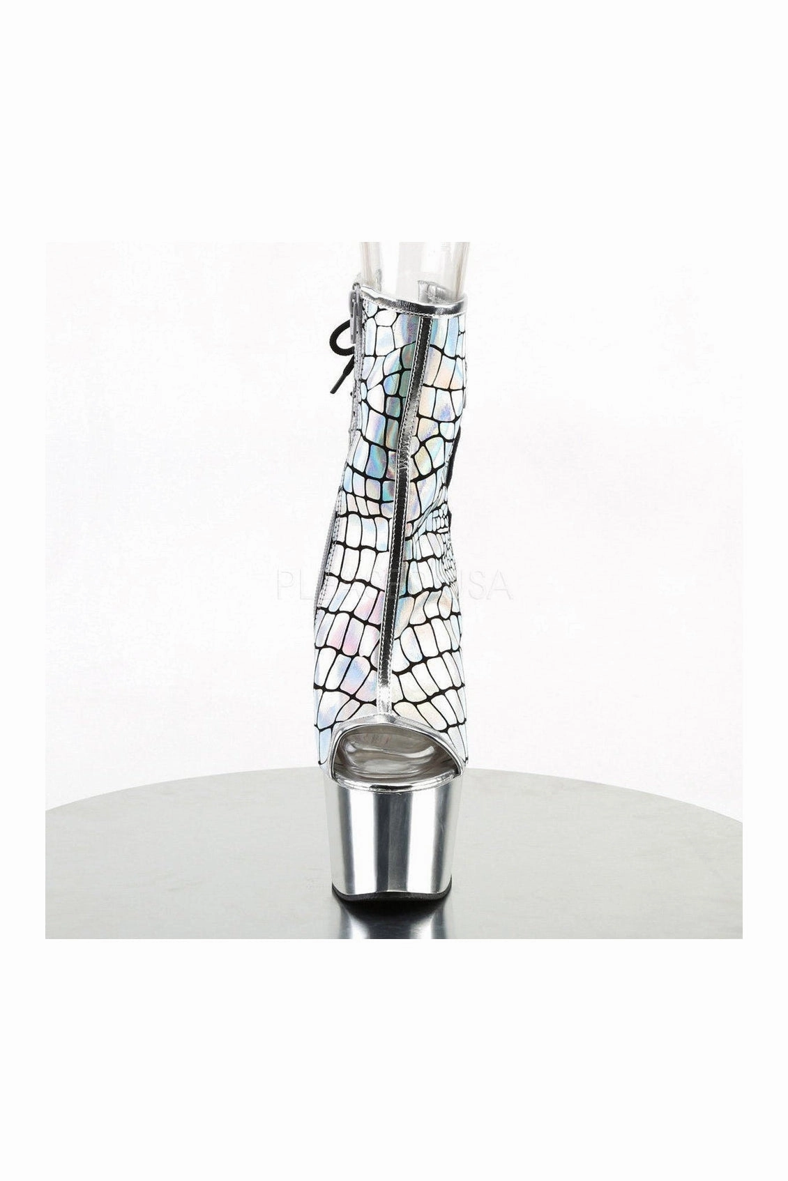 ADORE-1018HG Platform Boot  | Silver Faux Leather
