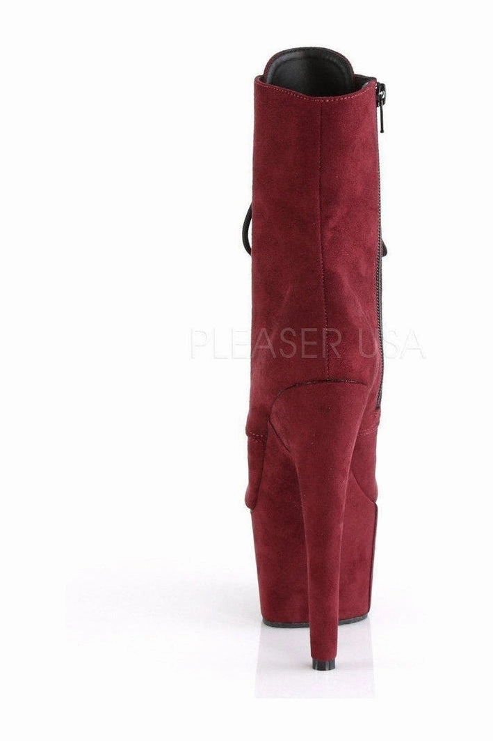 ADORE-1020FS Platform Ankle Boot | Burgundy Faux Leather