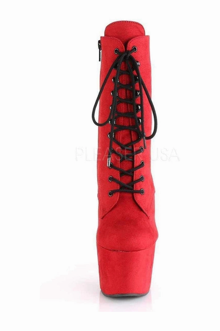 ADORE-1020FS Platform Ankle Boot | Red Faux Leather