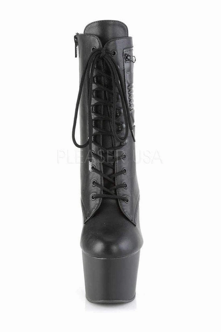 ADORE-1020PK Platform Ankle Boot | Black Faux Leather