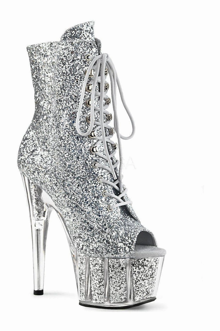 ADORE-1021G Platform Ankle Boot | Silver Glitter