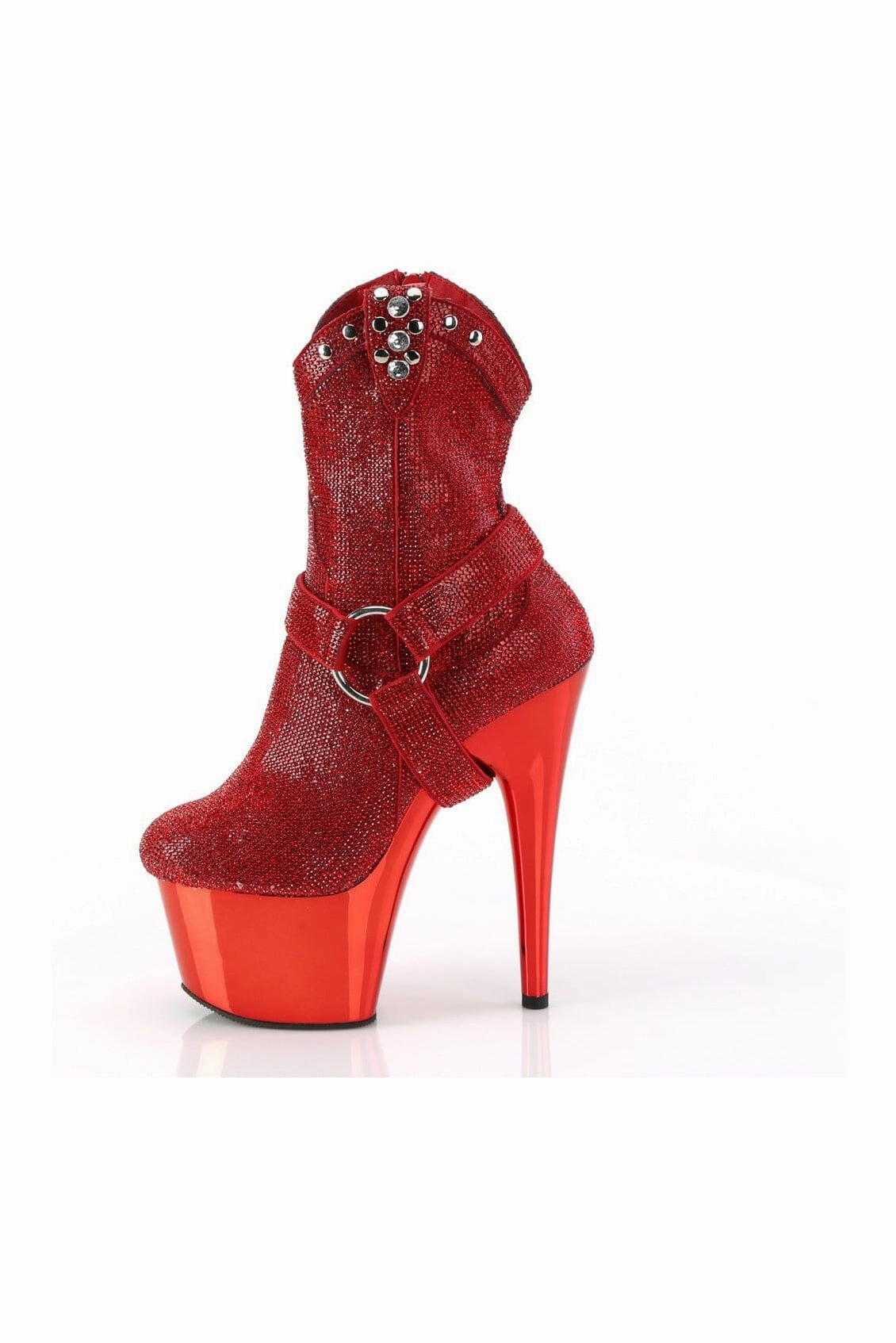 ADORE-1029CHRS Red Faux Suede Ankle Boot
