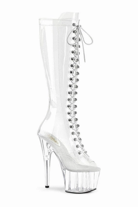 ADORE-2021C Exotic Knee Boot | Clear Vinyl
