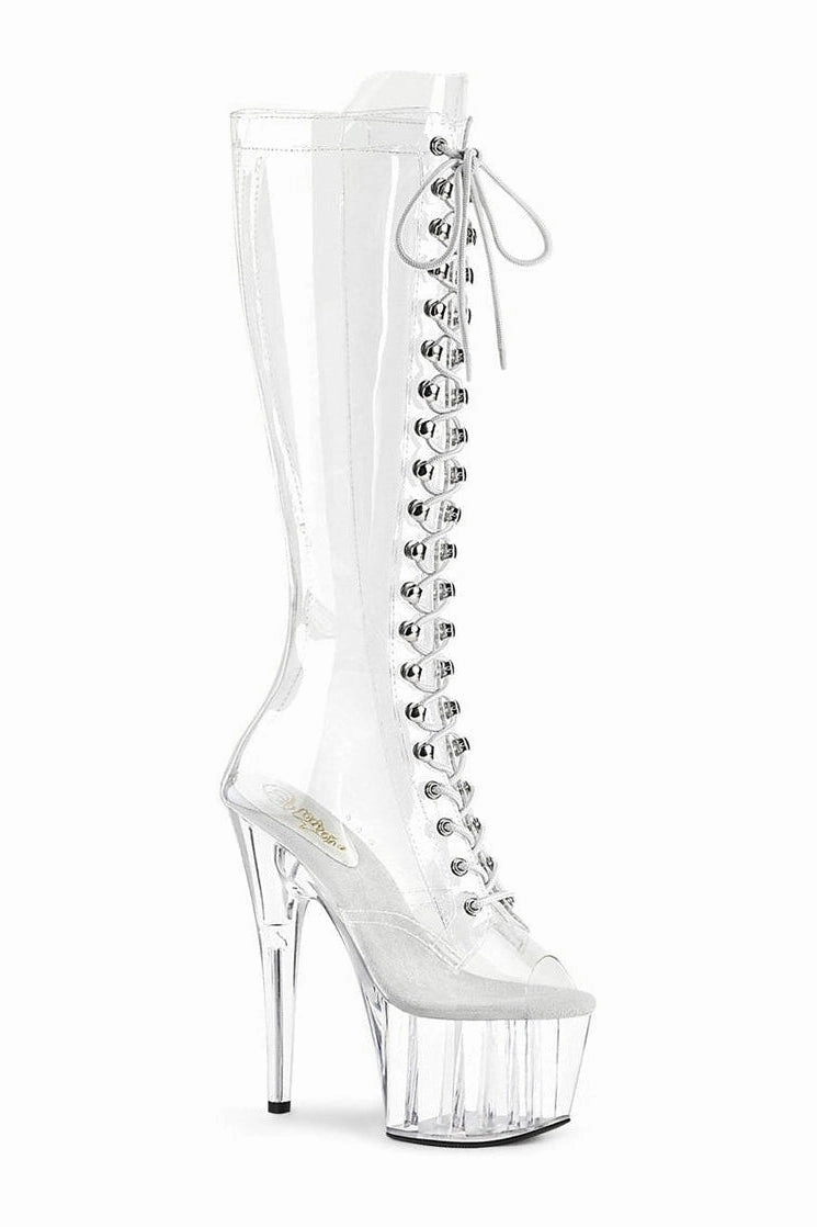 ADORE-2021C Exotic Knee Boot | Clear Vinyl