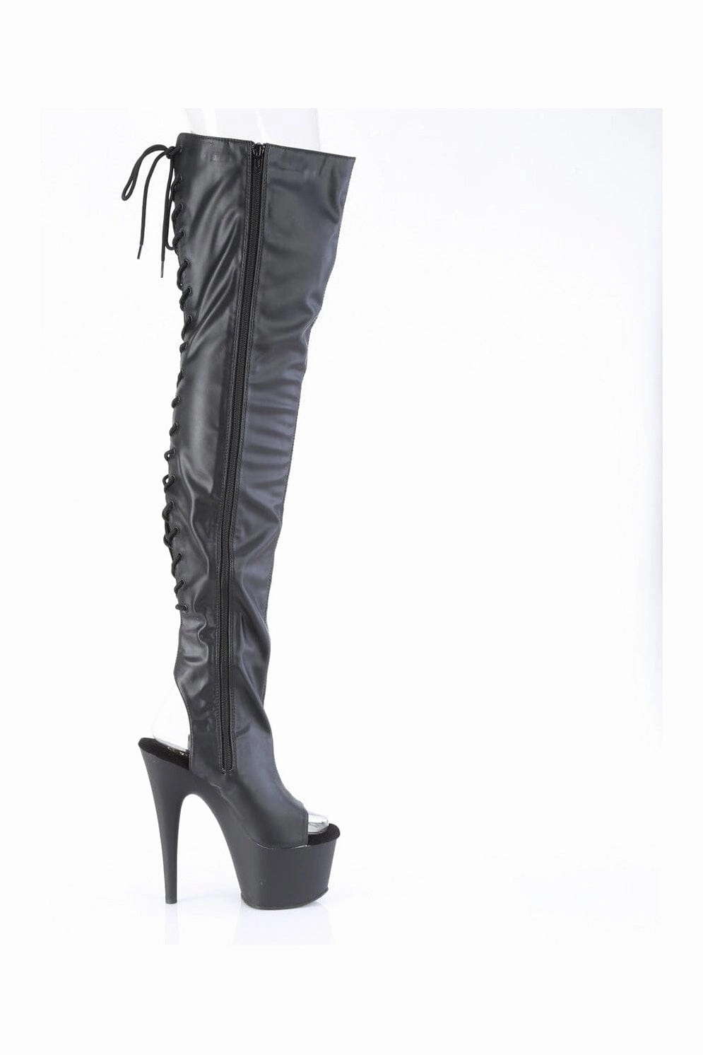 ADORE-3017 Black Faux Leather Thigh Boot