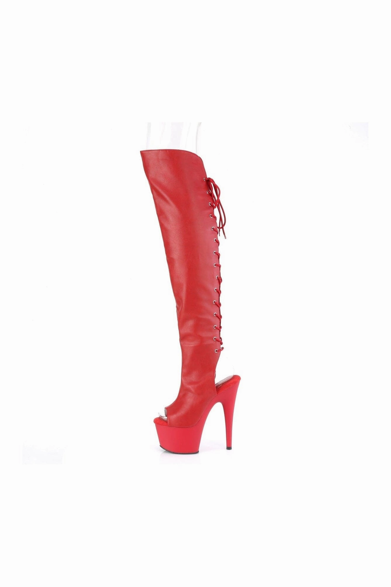 ADORE-3019 Red Faux Leather Knee Boot