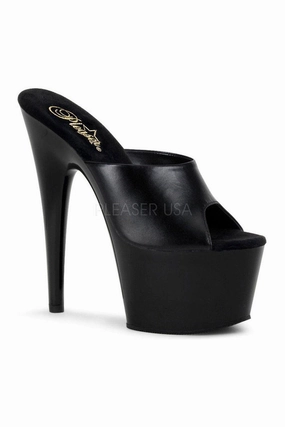 ADORE-701 Platform Slide  | Black Genuine Leather
