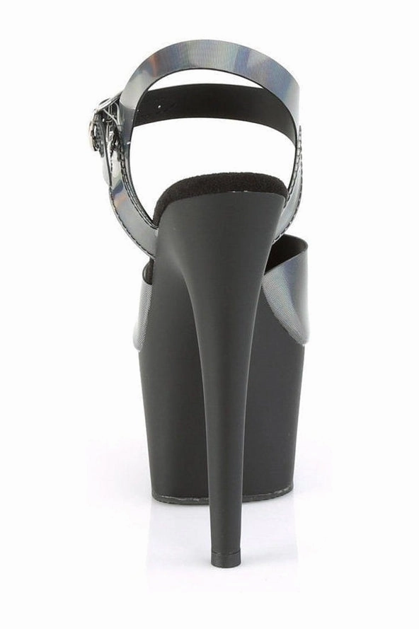 ADORE-708N-DT Exotic Platform Sandal | Pewter Hologram