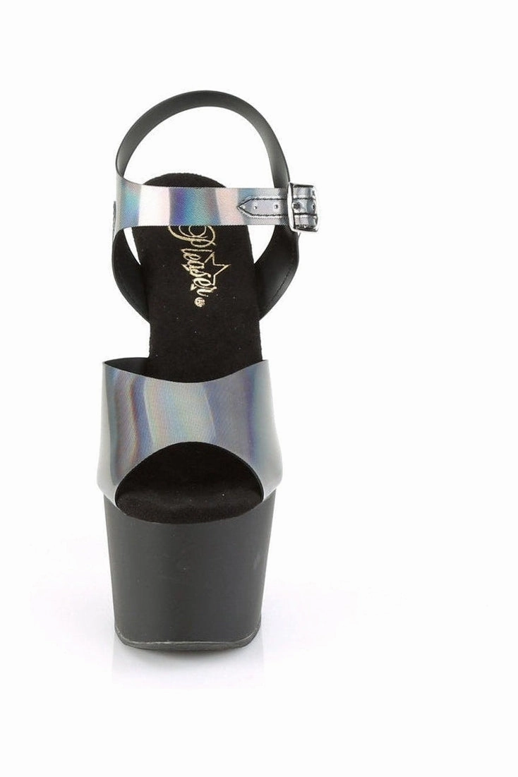 ADORE-708N-DT Exotic Platform Sandal | Pewter Hologram