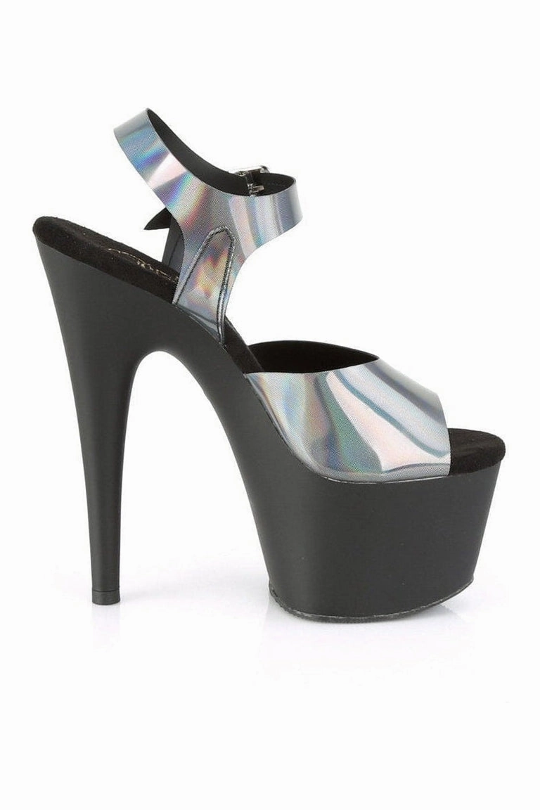ADORE-708N-DT Exotic Platform Sandal | Pewter Hologram