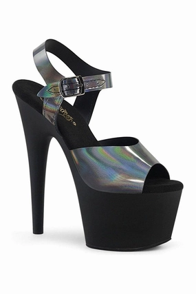 ADORE-708N-DT Exotic Platform Sandal | Pewter Hologram