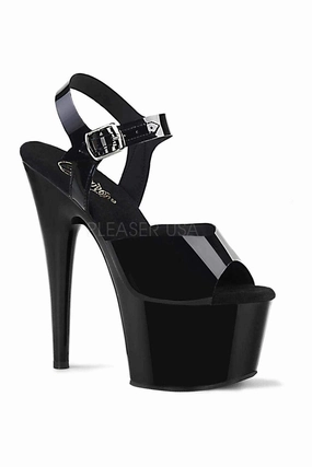 ADORE-708N Platform Sandal | Black Faux Leather