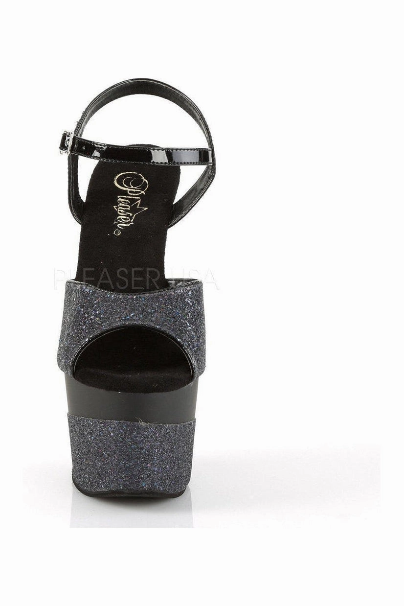 ADORE-709-2G Platform Sandal  | Black Glitter
