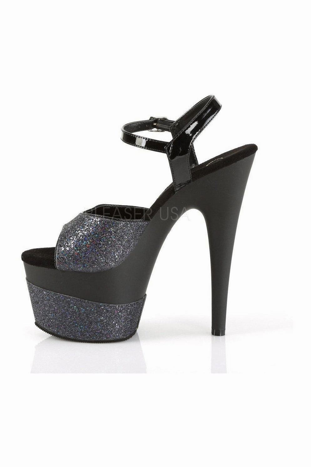 ADORE-709-2G Platform Sandal  | Black Glitter