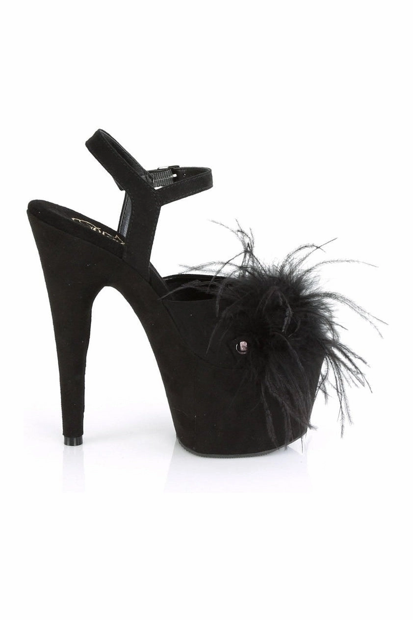 ADORE-709F Exotic Sandal | Black Faux Suede