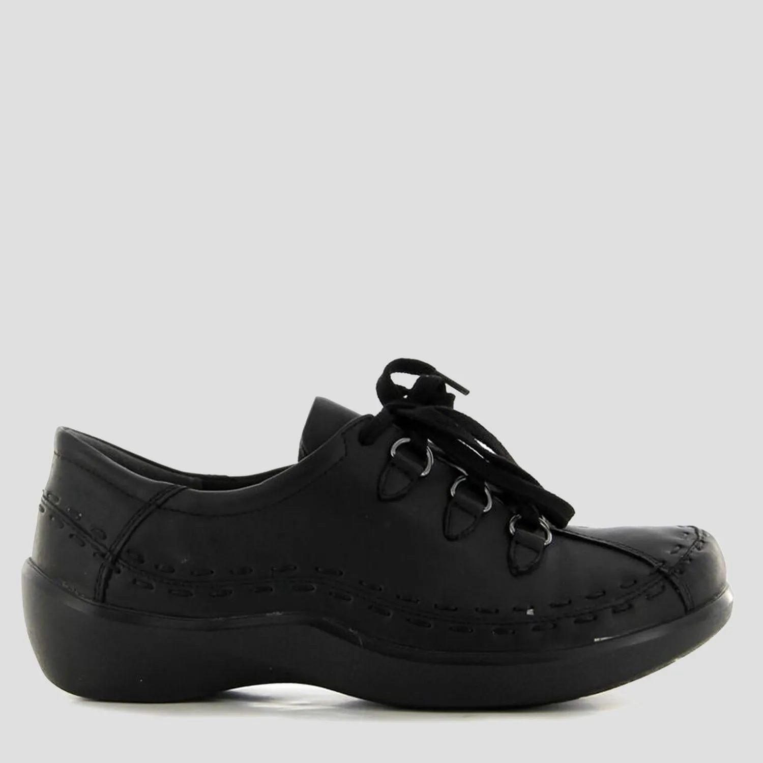 ALLSORTS XW - BLACK LEATHER LACE UP FLATS