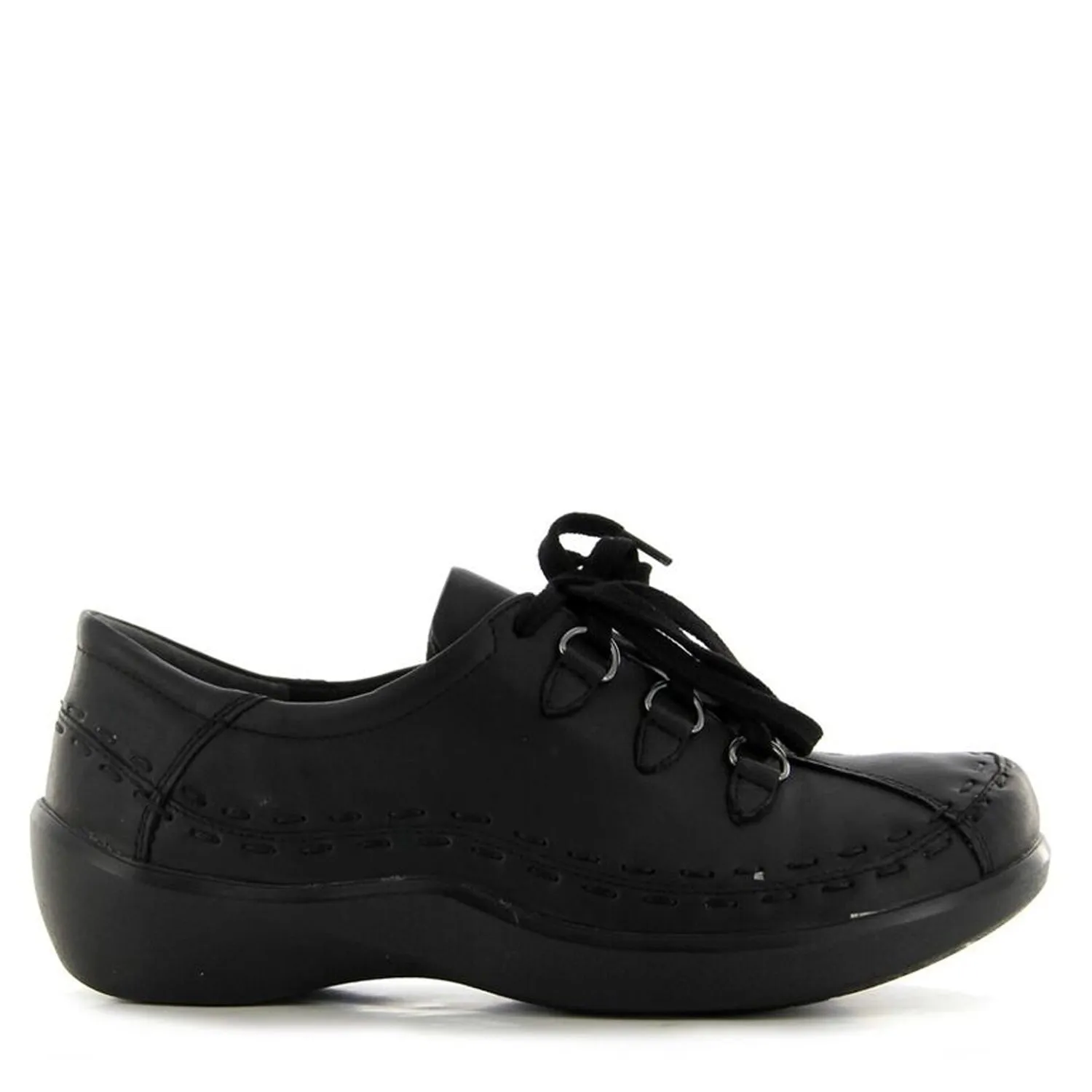 ALLSORTS XW - BLACK LEATHER LACE UP FLATS
