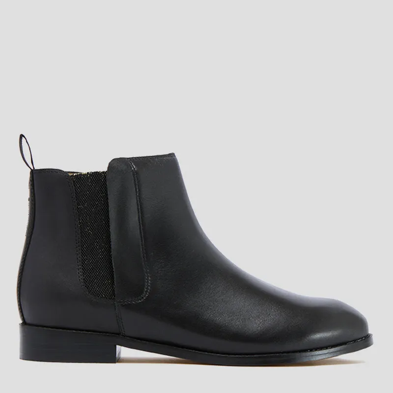 AUSTEN II - BLACK LEATHER ANKLE BOOTS