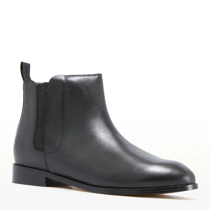 AUSTEN II - BLACK LEATHER ANKLE BOOTS