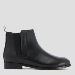 AUSTEN II - BLACK LEATHER ANKLE BOOTS