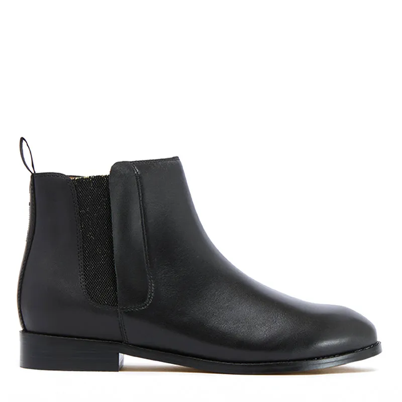 AUSTEN II - BLACK LEATHER ANKLE BOOTS