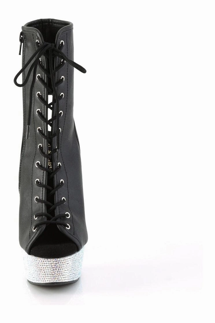 BEJEWELED-1016-6 Black Faux Leather Ankle Boot
