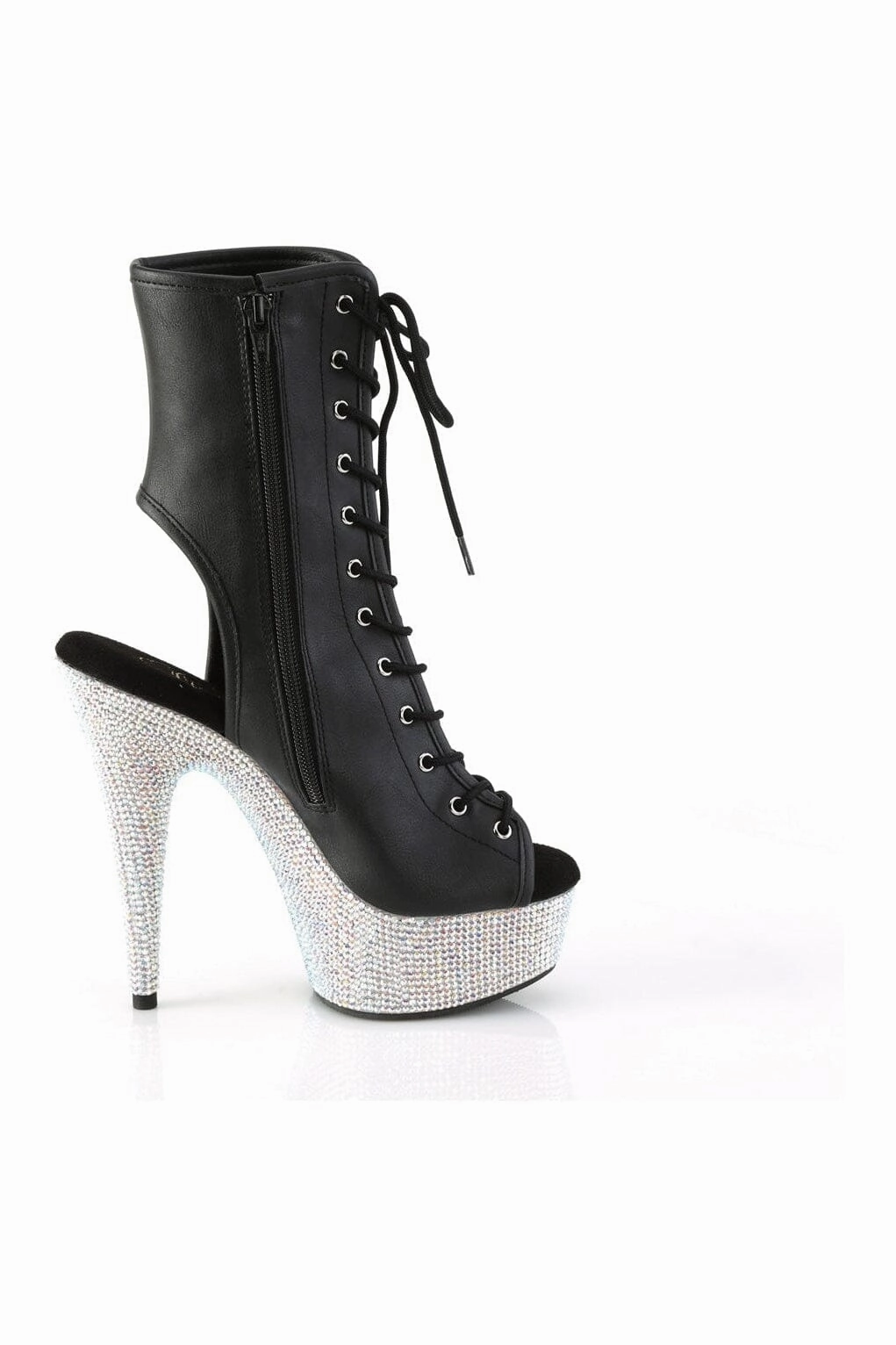 BEJEWELED-1016-6 Black Faux Leather Ankle Boot