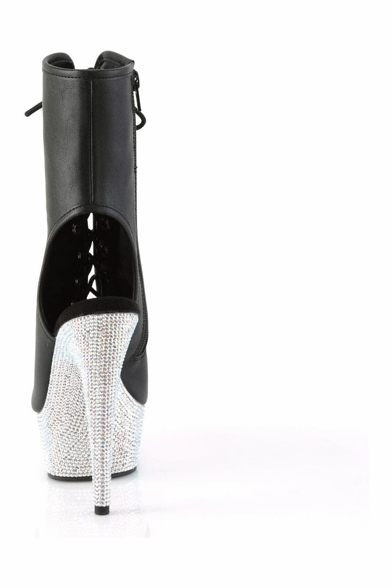 BEJEWELED-1016-6 Black Faux Leather Ankle Boot