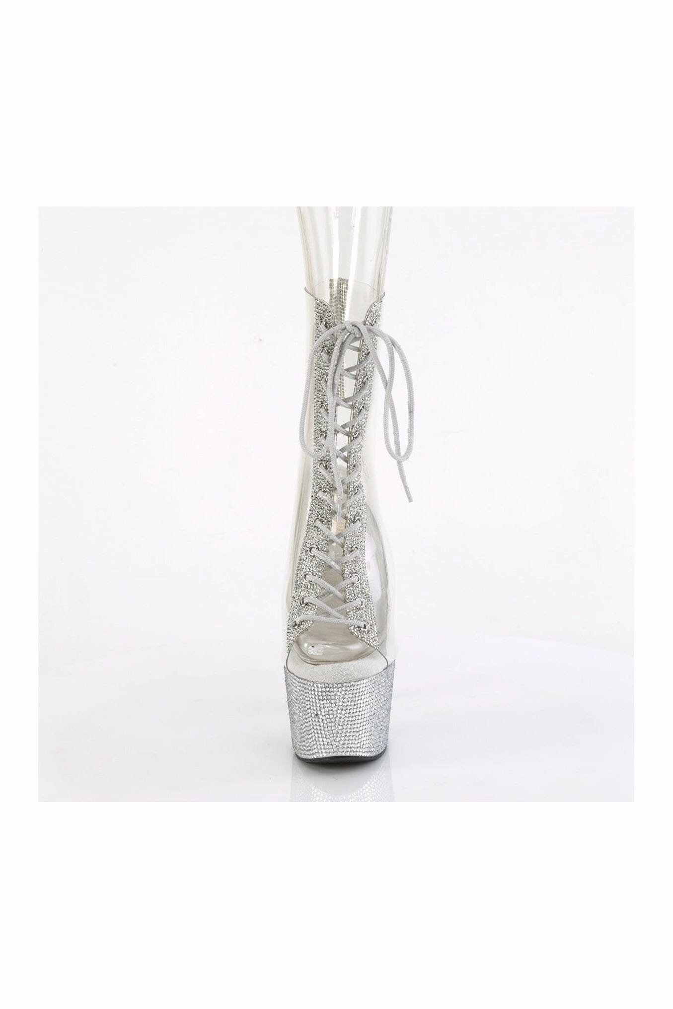BEJEWELED-1016C-2-7 Clear Vinyl Ankle Boot