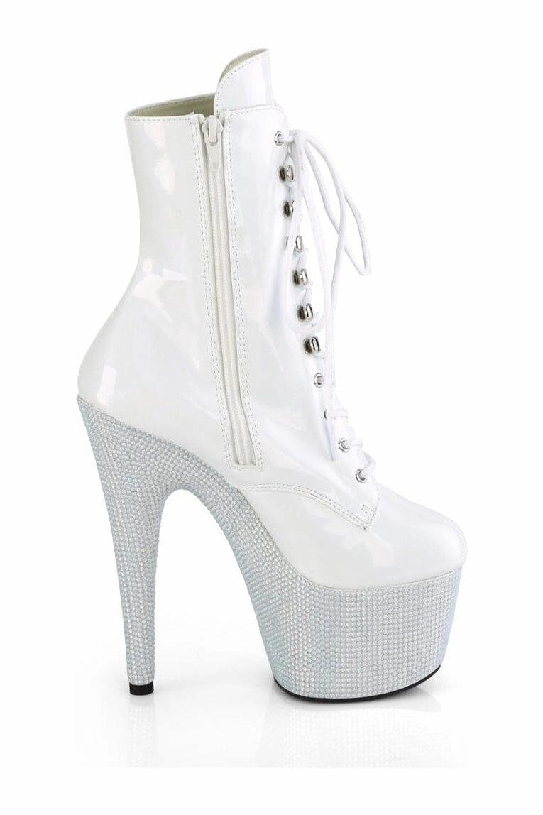 BEJEWELED-1020-7 White Patent Ankle Boot