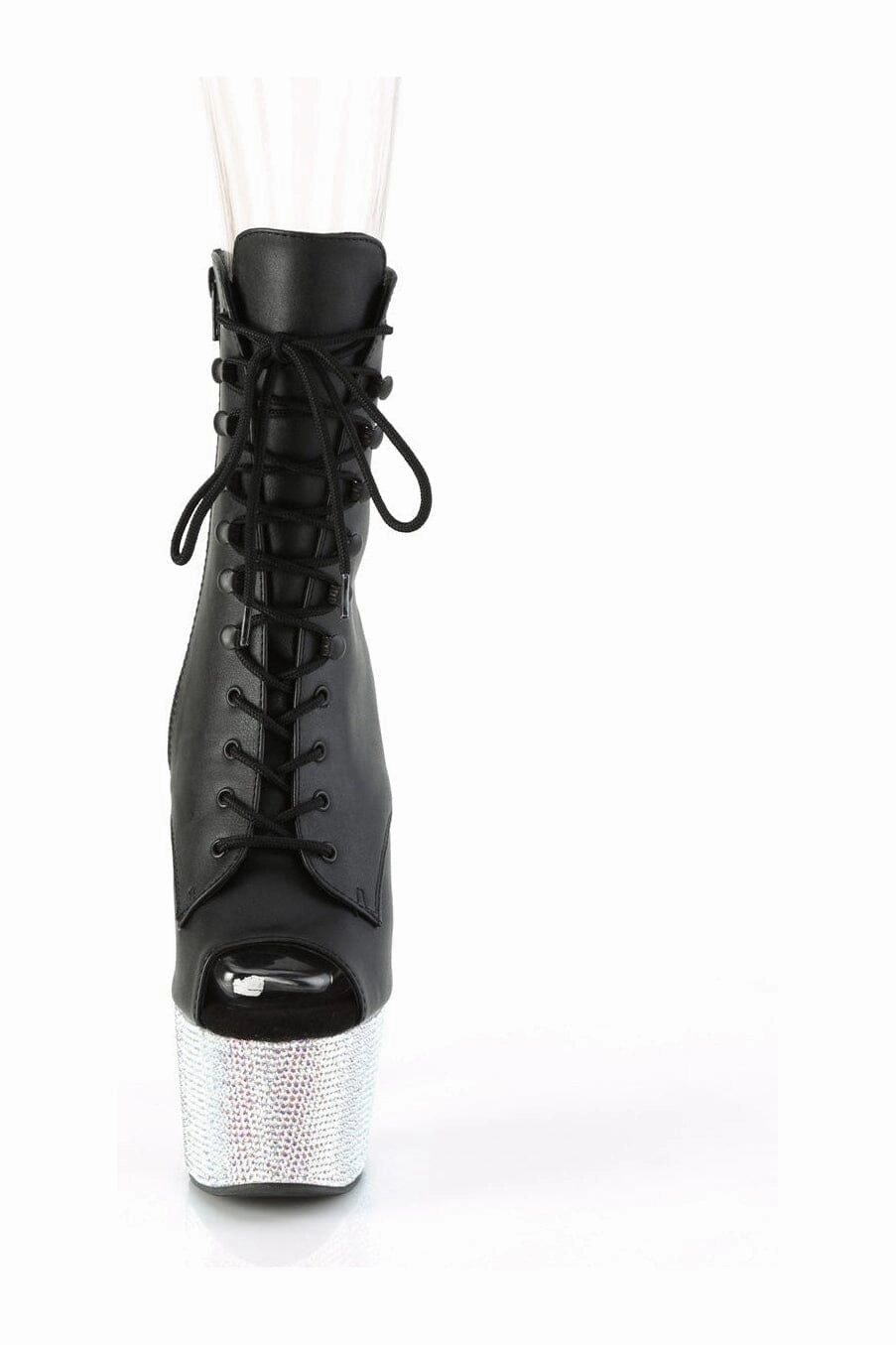 BEJEWELED-1021-7 Black Faux Leather Ankle Boot