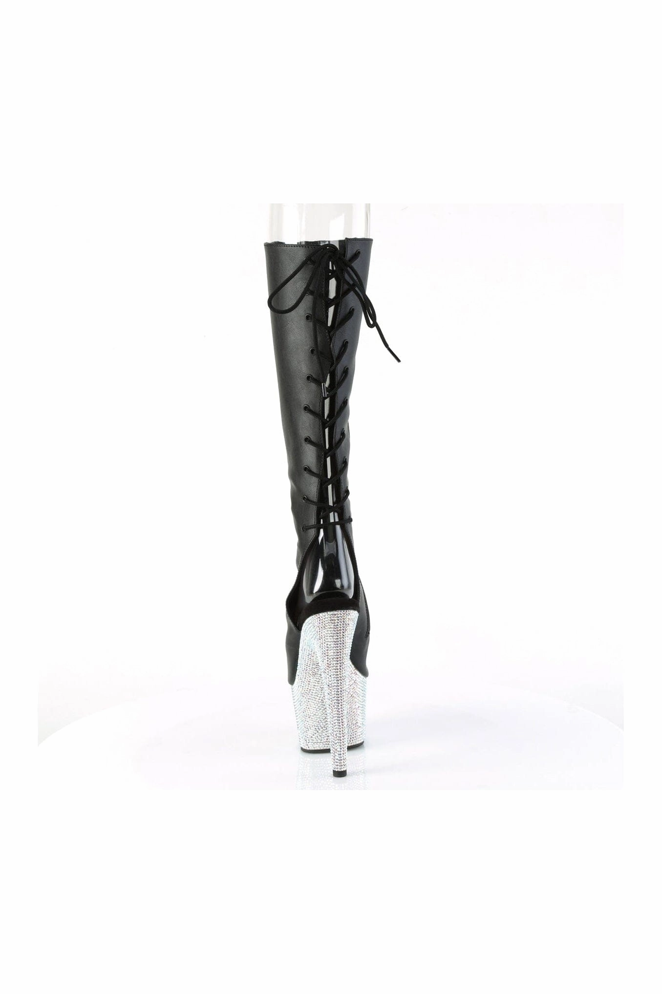 BEJEWELED-2018-7 Black Faux Leather Knee Boot